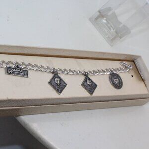 Vintage BSA Cub Scouts Mothers 7" Bracelet with 9 Sterling Silver Charms MIB